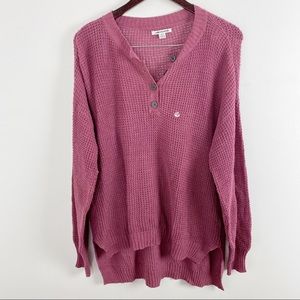 NWOT American Eagle Burgundy color Waffle Knit Lightweight Long Sleeve Top Sz S